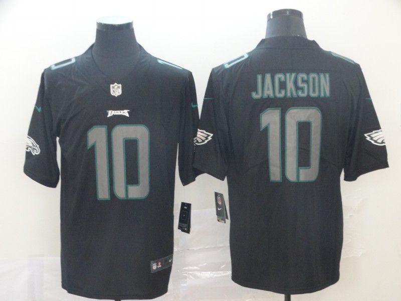 Men Philadelphia Eagles 10 Jackson Nike Fashion Impact Black Color Rush Limited Jersey